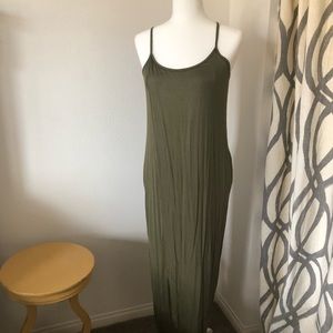 Olive Green Midi Simple Sundress